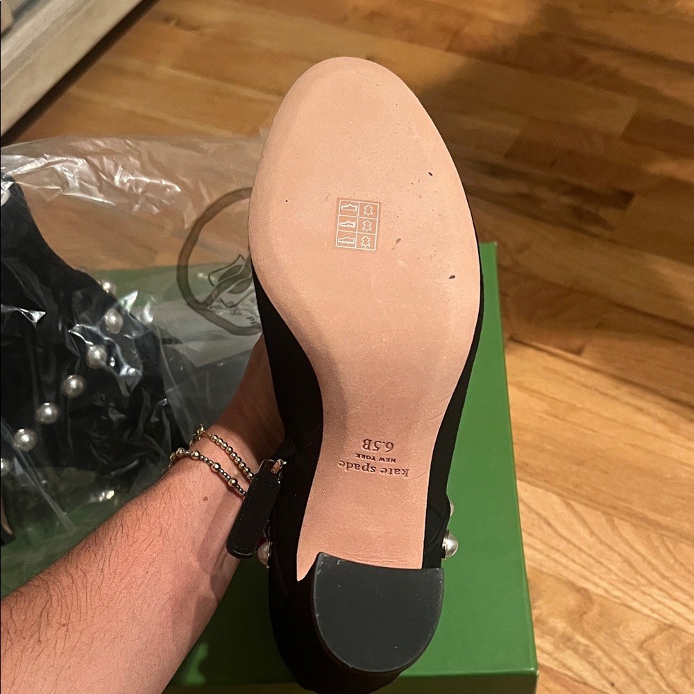Kate Spade Black Ankle Boots with Pearl Details - Picture 3 of 6